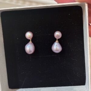 Elegant Pink Pearl Drop Earrings